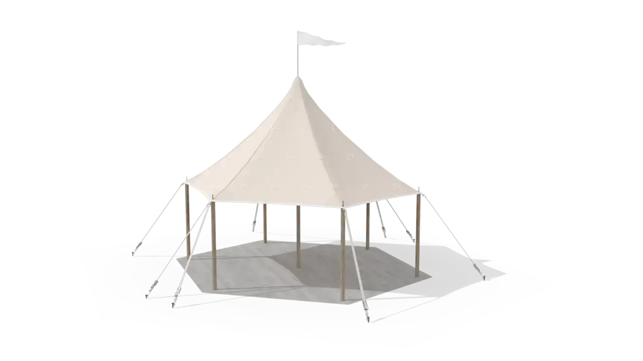 Qtents sailcloth marquee 6 x 6 m, 3D view