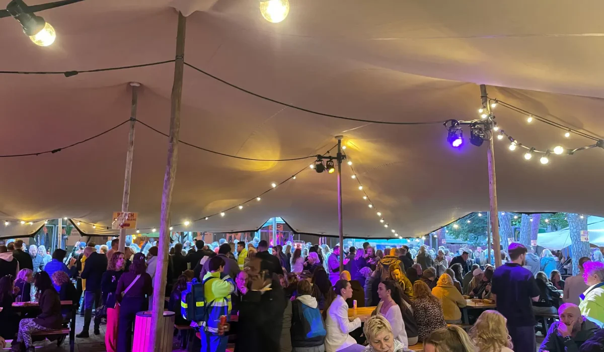 Qtents stretch tent in sand canvas