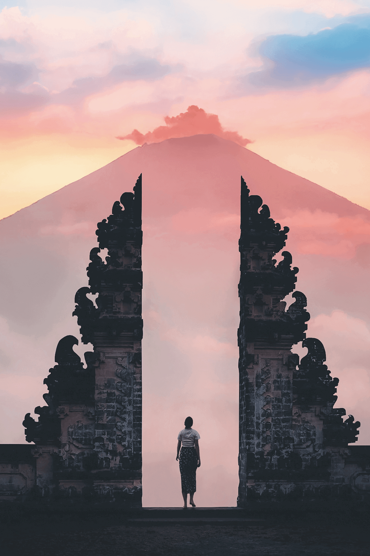 woman at Lempuyang Temple in Bali Ancient Mountain Temple in East Bali