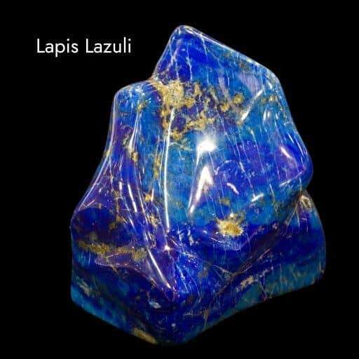 polished lapis lazuli stone with black background