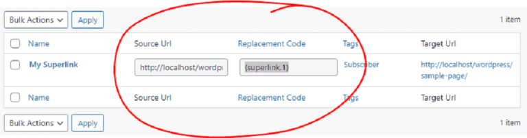 High-quality SEO link management plugin interface with source URL, replacement code, and target URL for effective website link optimization.