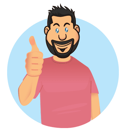 Optimized digital marketing consultant smiling with a thumbs-up, representing expert marketing strategy and customer satisfaction.