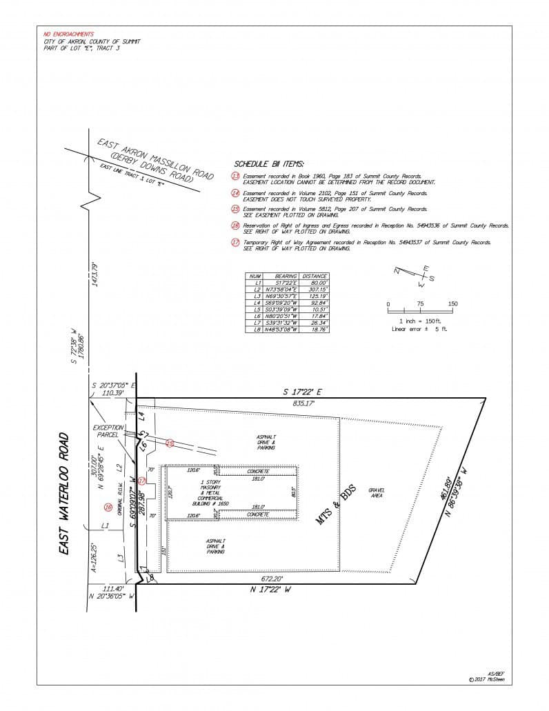 The second page of a sample commercial mortgage location survey.