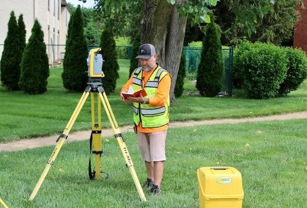 Land surveying in progress.