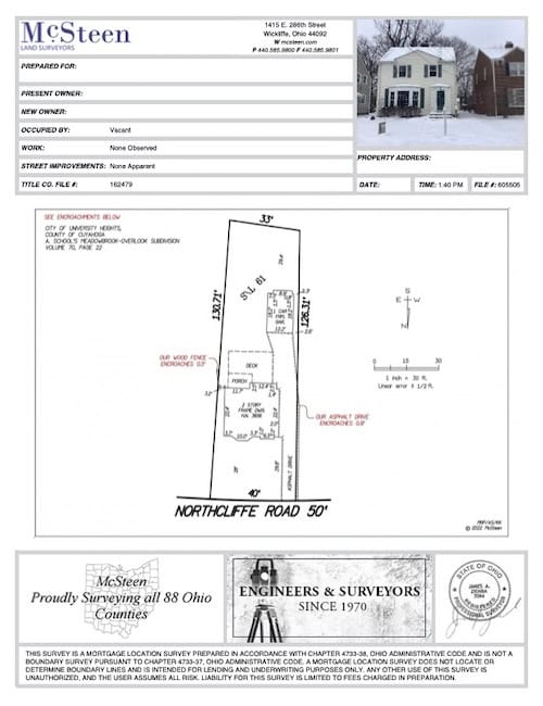 Example of residential mortgage location surveys.