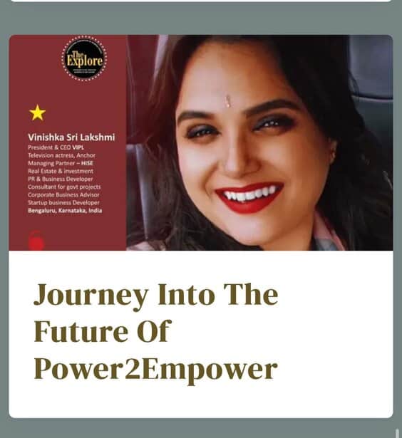 Vimishka Sri Lakshmi, business leader, smiling portrait, empowering future entrepreneurs, Power2Empower initiative.