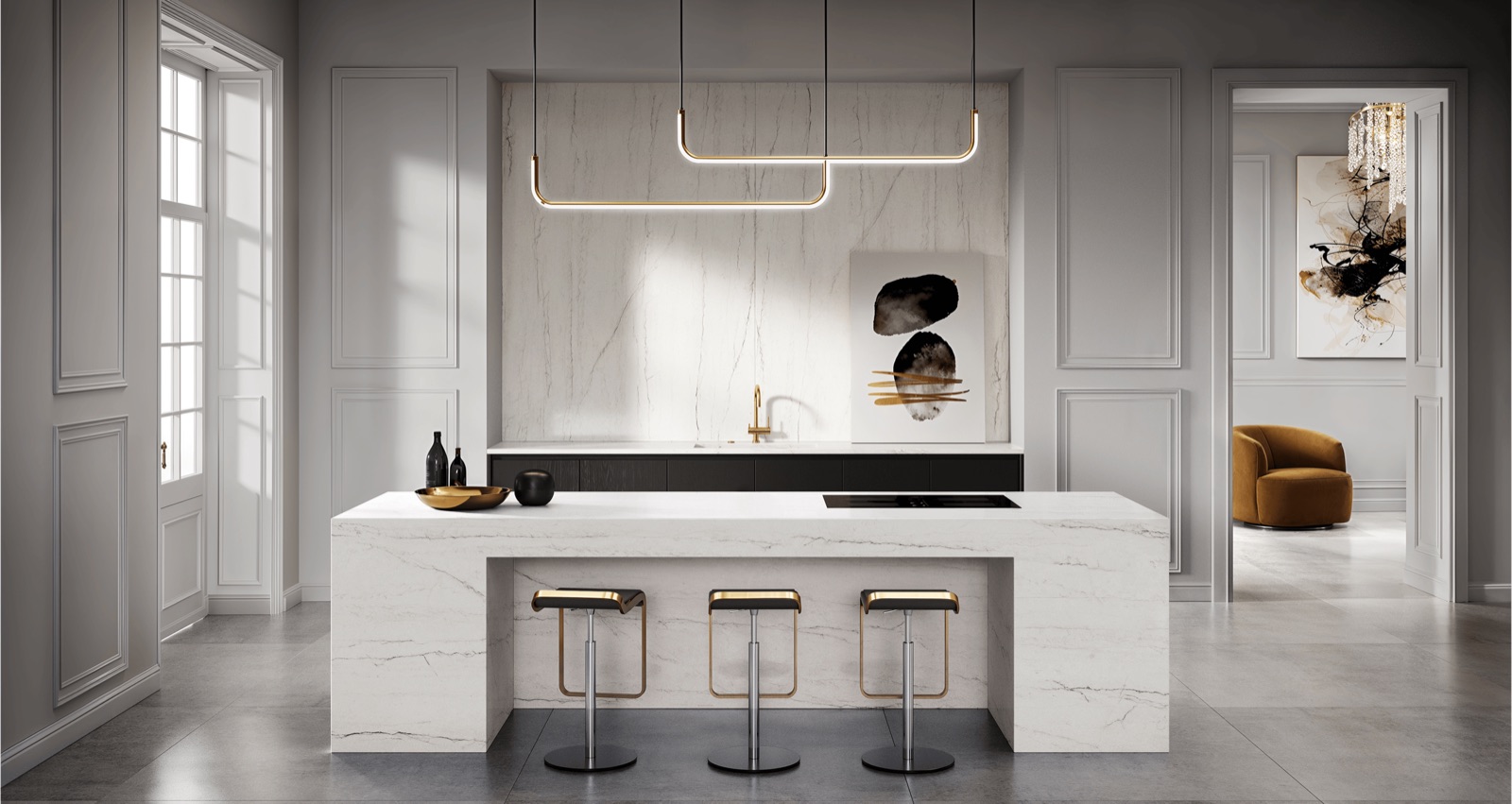 Encimera Ēclos Ivora de la colección Eclectic Veins en una cocina
