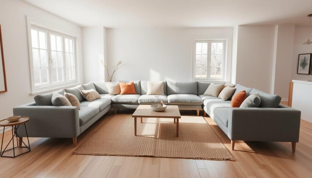 L-shaped sectional layout