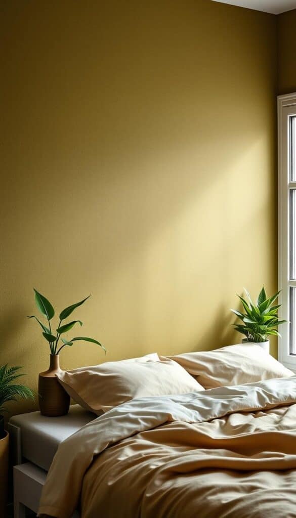 olive green accent wall