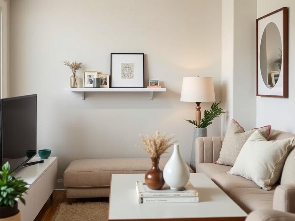 Intentional decor arrangement in a cozy small space with grouped items