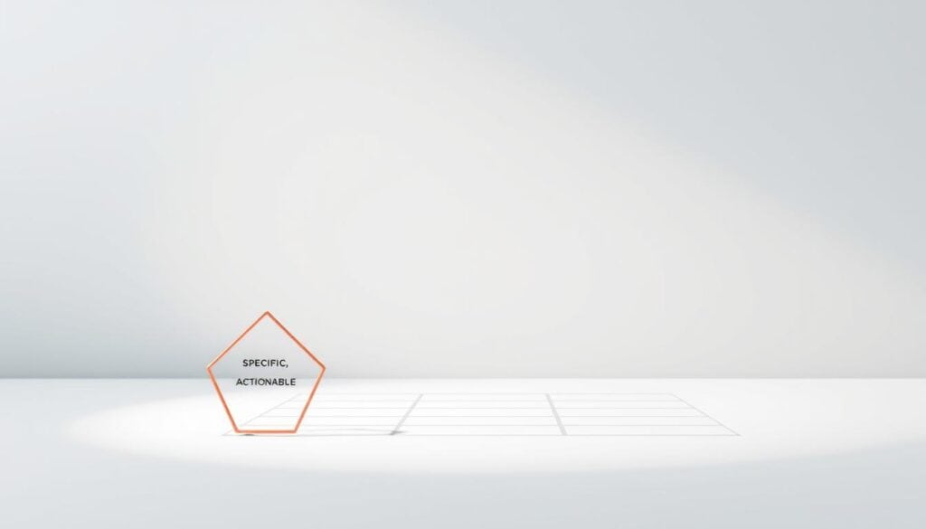 A sleek, minimalist visualization of a constructive criticism framework, with a clean, modern aesthetic. In the foreground, a series of interconnected geometric shapes representing the key elements of constructive feedback: specific, actionable, and focused on improvement. The middle ground features a subtle grid or framework, hinting at the structure and organization of the process. The background is a serene, neutral color palette, creating a calm, contemplative atmosphere. Soft, directional lighting from the top left casts gentle shadows, emphasizing the three-dimensional nature of the shapes. The overall composition is balanced and visually engaging, reflecting the thoughtful and productive nature of constructive criticism.