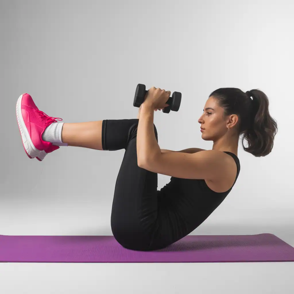 Person performing Russian twists with kettlebell for core strength