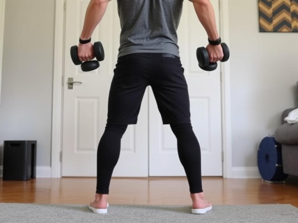 Person performing dumbbell deadlift with proper form for home strength training
