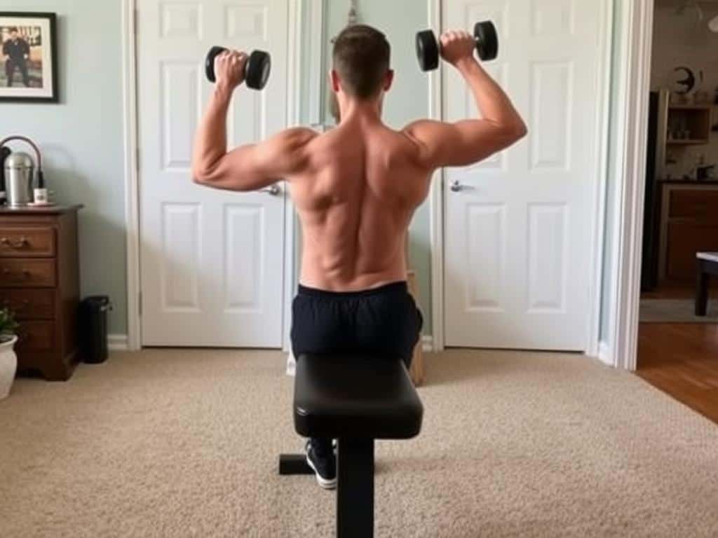 Person performing dumbbell row with proper form for home strength training