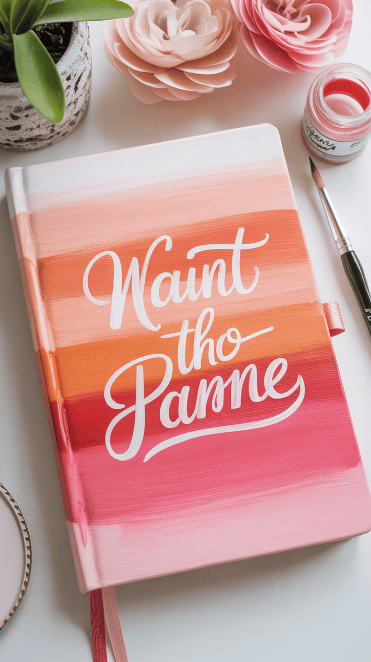Painted ombre journal cover with hand-lettered title