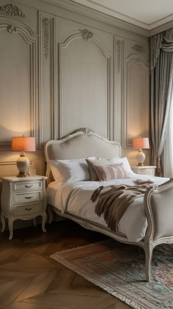 French style bedroom furniture with elegant curves and subtle carved details French style bedroom furniture with elegant curves and subtle carved details