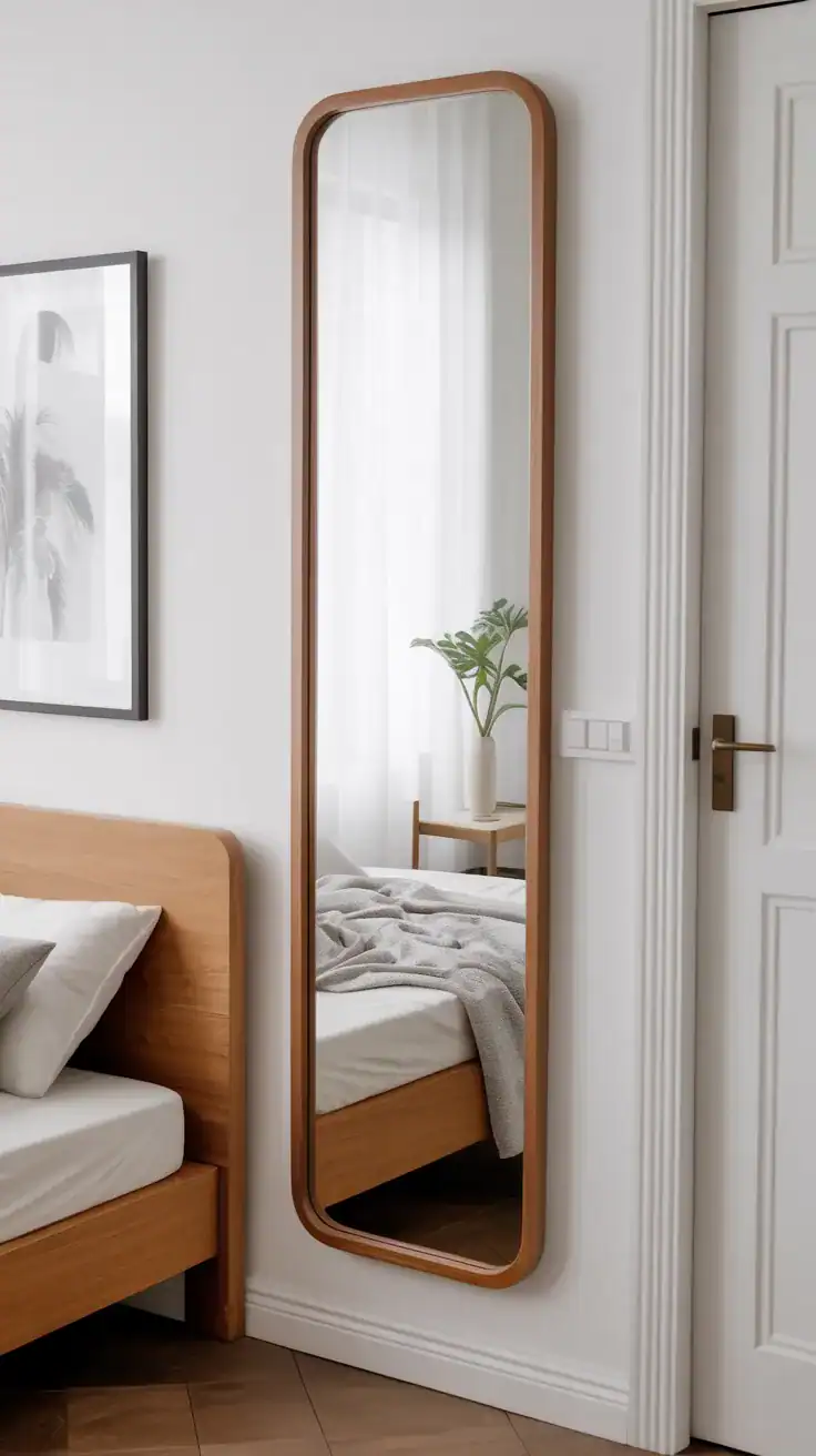 Wall mounted Slim framed full-length mirror for bedroom wall