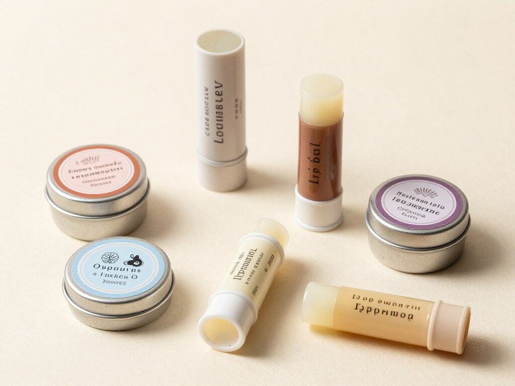 Various customized castor oil lip balms in different containers