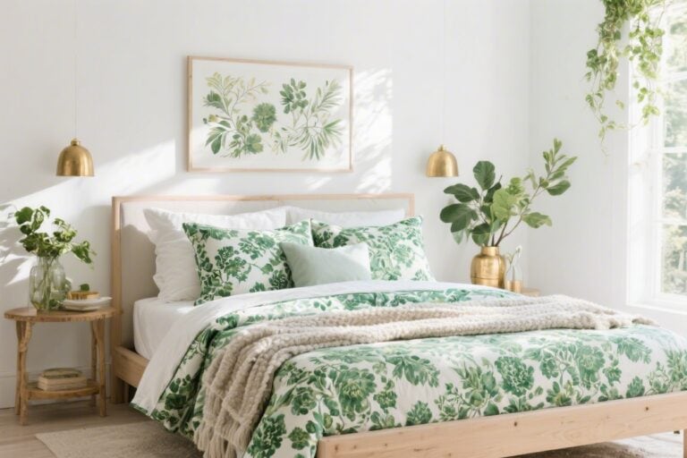 12 Sage and Emerald Green Floral Bedding Looks You’ll Love Right Now