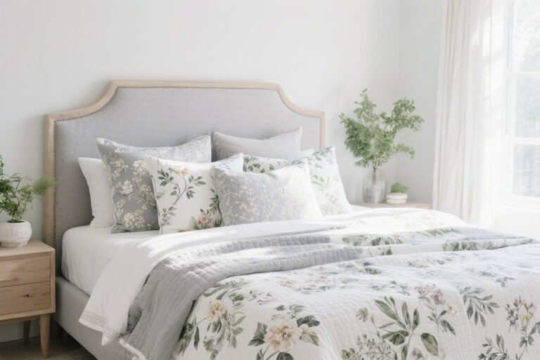 15 Grey and White Floral Bedding Ideas for a Calm Bedroom You’ll Love
