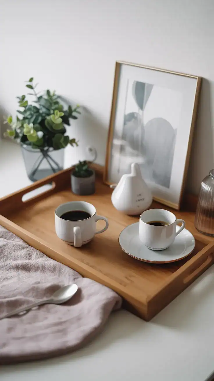 coffee tray with handles for portable setup