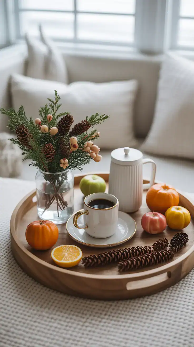 seasonal coffee tray styling