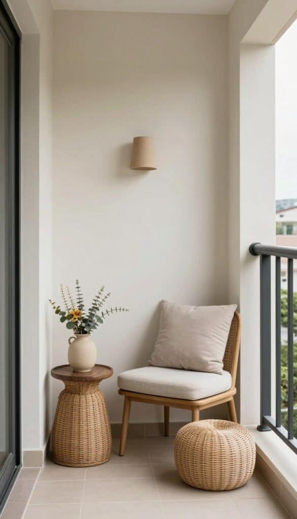 personalized balcony corner with meaningful items and thoughtful uncluttered setup