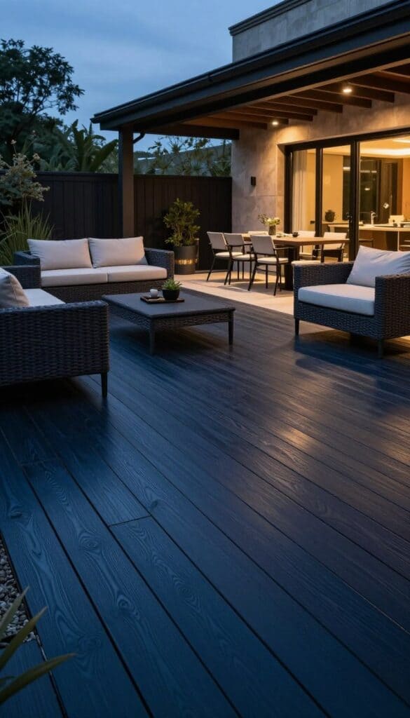 midnight blue black deck showing color variation in different lighting conditions