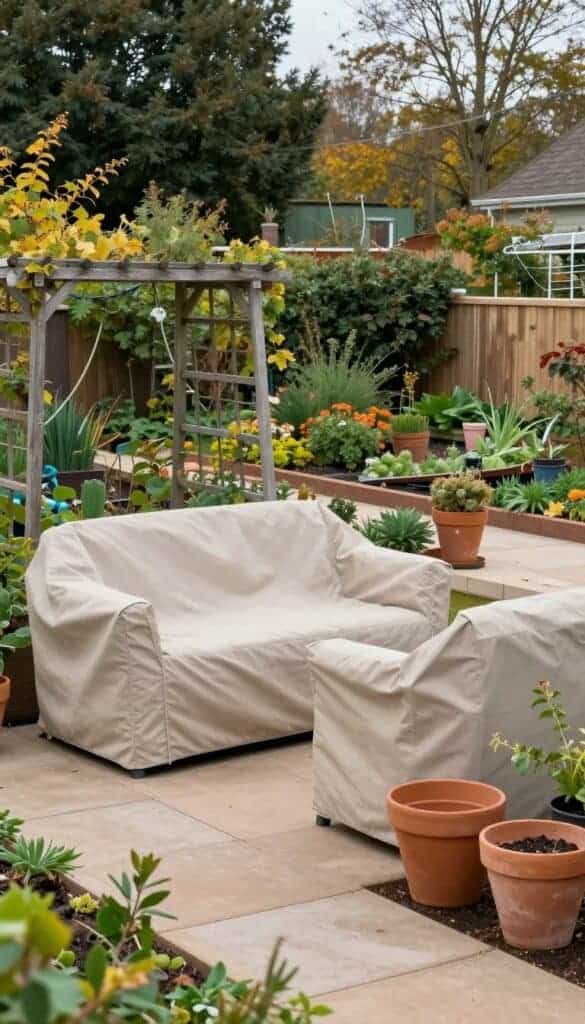 Outdoor furniture pots and garden structures checked before winter
