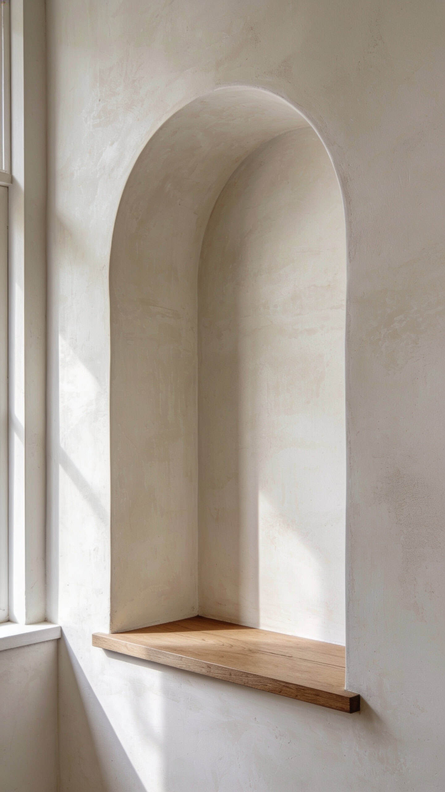 limewash applied inside a recessed wall alcove