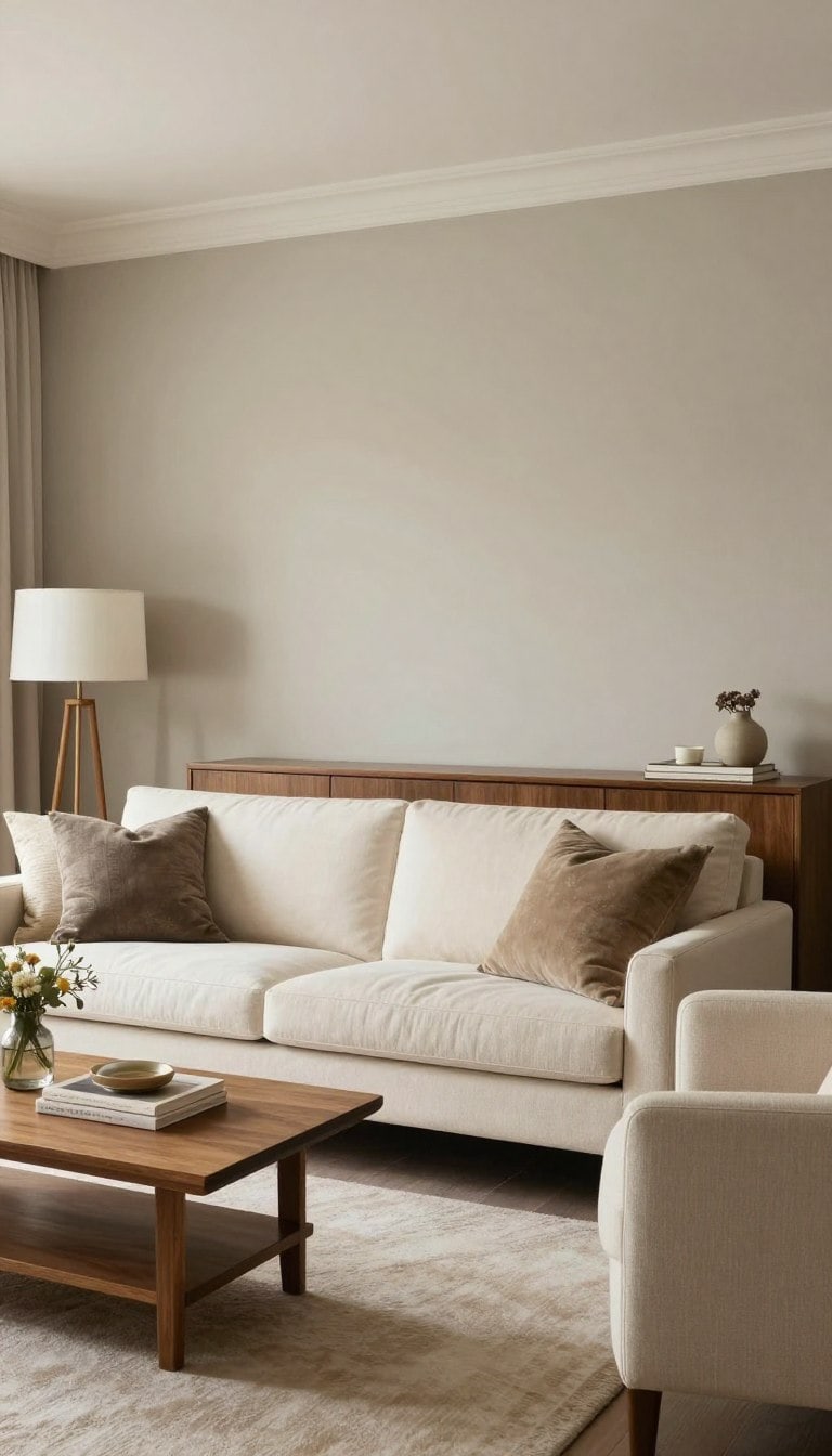 limewash accent wall living room ideas in a polished interior