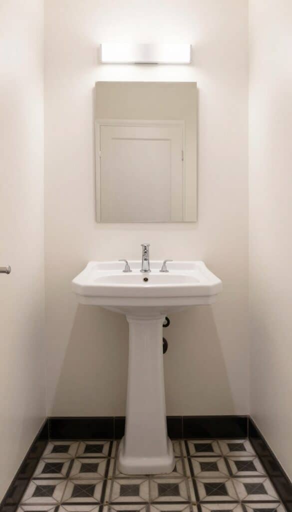 vintage-inspired floor tile with a pedestal sink