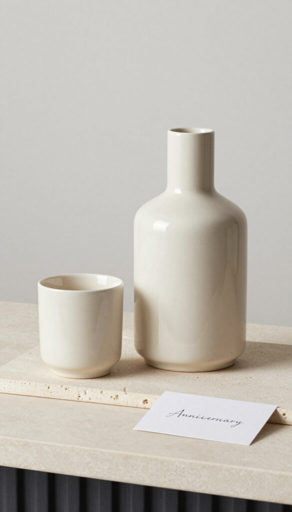 cream ceramic whisky set for a modern 14th wedding anniversary