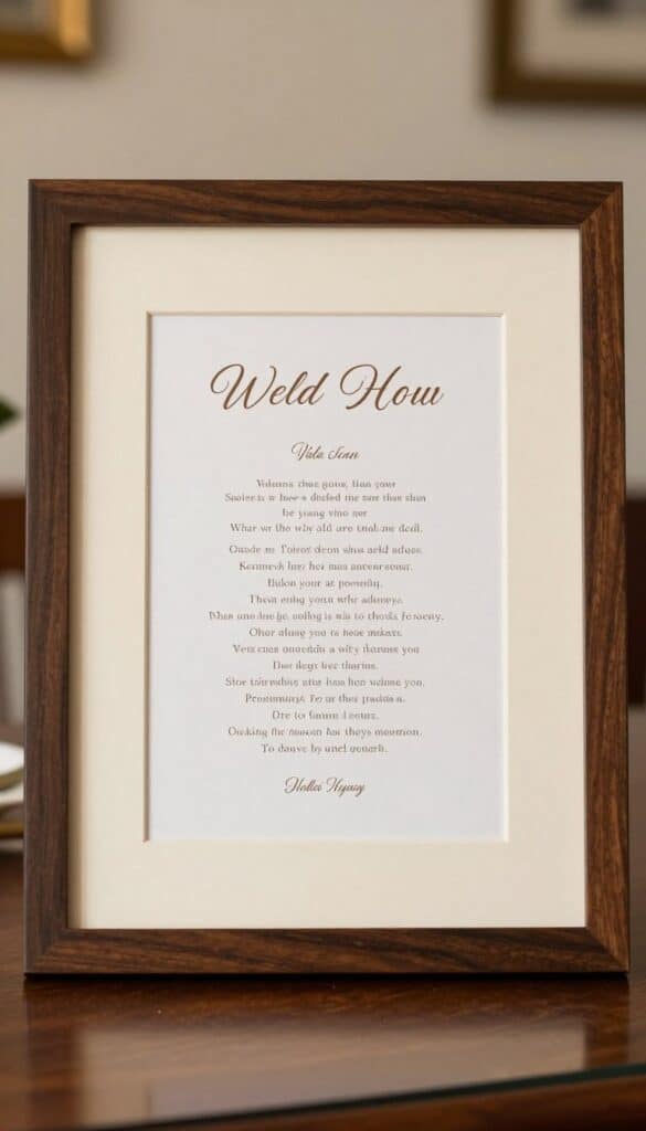 framed wedding vows with an ivory mount