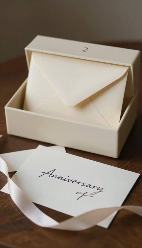 ivory anniversary letter box with handwritten notes