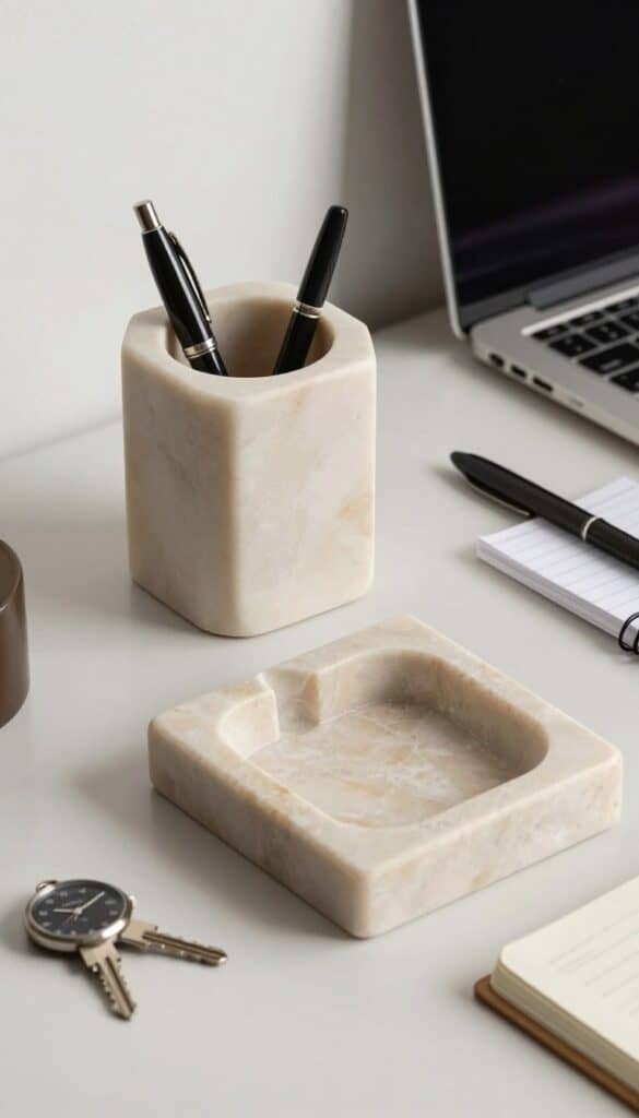 ivory marble desk accessory for a practical anniversary gift