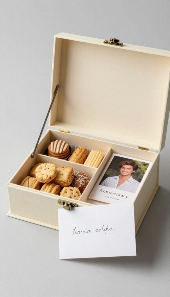 personalized ivory anniversary gift box filled with useful and sentimental items