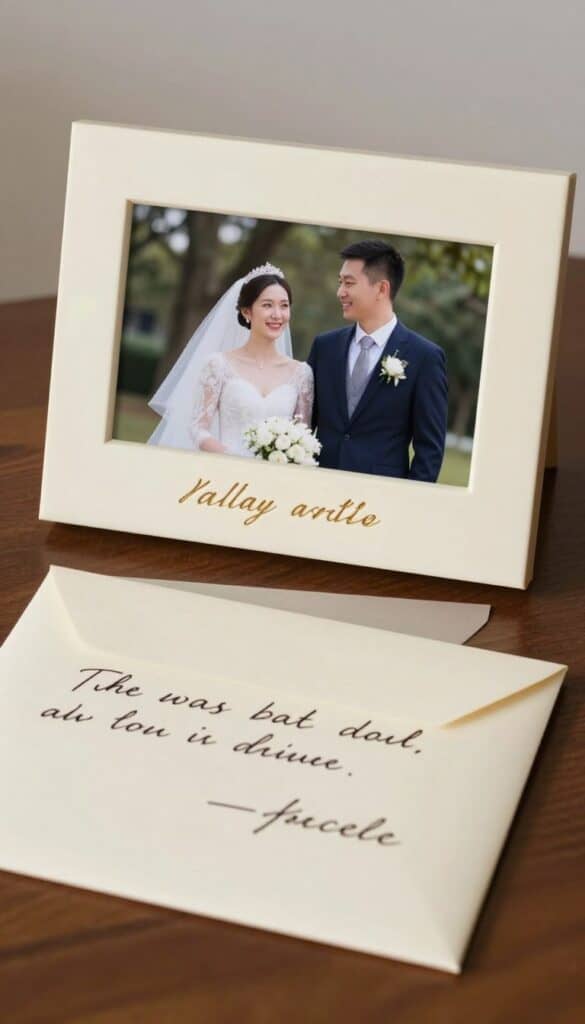 personalized ivory wedding anniversary gift with photograph and handwritten message