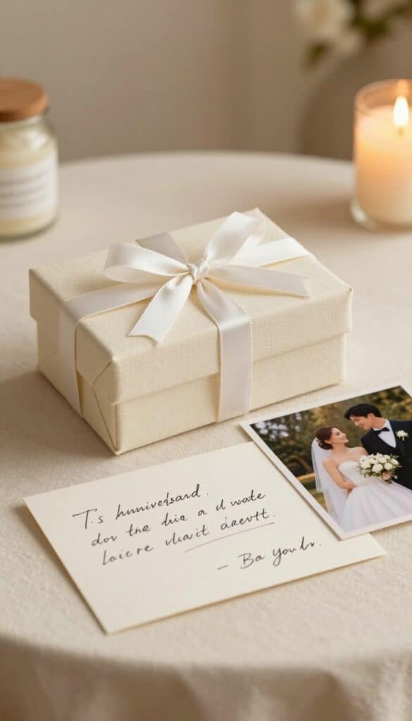 timeless ivory wedding anniversary gift with handwritten message