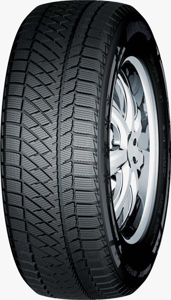 Migo Tire MK687 winter tire with detailed tread pattern and alloy wheel.