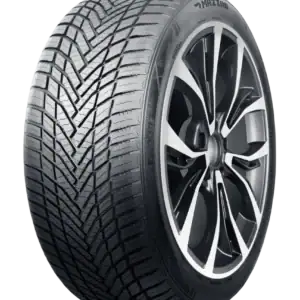 All-season tire with stylish alloy wheel for versatile driving.