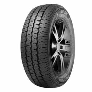 All-season tire with black alloy wheel for trucks and SUVs.