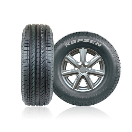 KAPSEN RS21 tire with alloy wheel, side and front view, on white background.