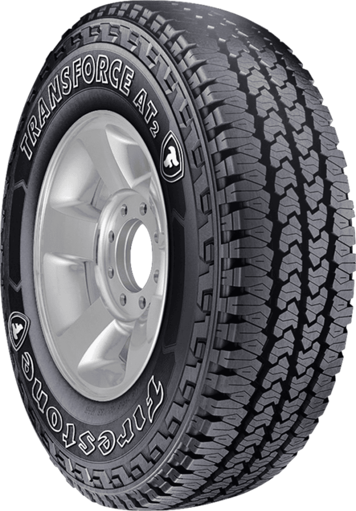 Firestone Transforce AT2 LT225/75R16 tire for trucks and SUVs.