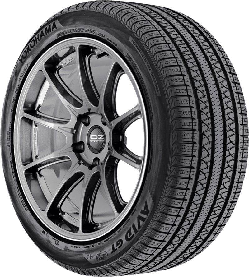 Yokohama Avid Ascend GT tire with alloy wheel for passenger cars.