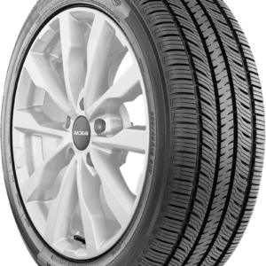 Yokohama Avid Ascend LX tire mounted on a silver alloy wheel.
