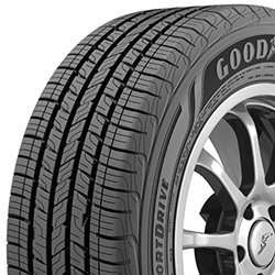 Goodyear Assurance ComfortDrive all-season tire with detailed tread pattern.