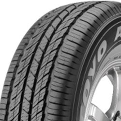 Close-up of a Goodyear tire showcasing tread pattern and sidewall details.