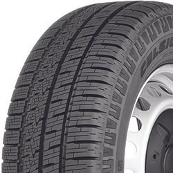 All-season tire with detailed tread pattern for optimal traction and durability.