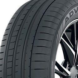 Close-up of Yokohama V107F MO1 summer tire with detailed tread pattern.